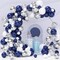 Blue Silver Balloons Garland Kit, 120 pcs Navy Blue and Silver Confetti White Balloons Arch for Graduation, Birthday Party, Wedding DIY Decoration